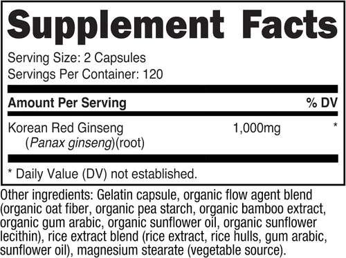 Miniatura 7 de Nutricost Ginseng coreano 500 mg, 240 cápsulas (2 botellas) – 1000 mg Tamaño de porción extra fuerte – Sin gluten y sin OMG
