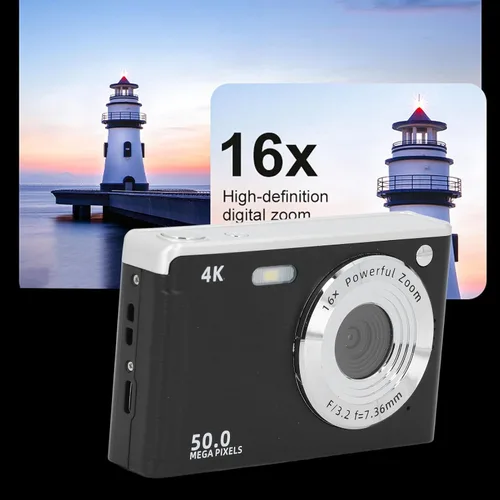 Miniatura 2 de Cámara digital para fotografía y video, cámara de vlogging 4K, cámara compacta de enfoque automático de 50 MP con luz de relleno, punto de zoom 16X
