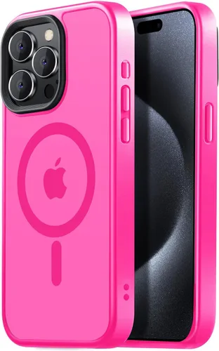 Miniatura 49 de Tigowos - Funda magnética para iPhone 15, resistente a las caídas, sensación de piel mate, a prueba de golpes, delgada, negro mate