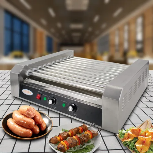 Miniatura 4 de Hakka - Parrilla comercial para perros calientes con 7 rodillos