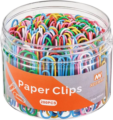 NEEWAY 200 clips de papel de colores, clip de papel grande de 2 pulgadas, clips de papel jumbo, clips de papel de colores surtidos