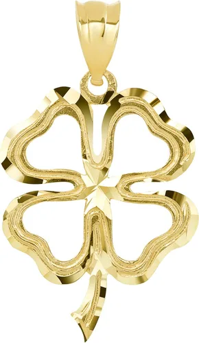 CaliRoseJewelry - Colgante irlandés de trébol de cuatro hojas de 14 k