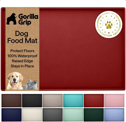 Miniatura 14 de GORILLA GRIP - Alfombrilla de silicona 100% impermeable con bordes elevados, sin BPA, para mascotas, tapetes para comida de perros y gatos, contiene