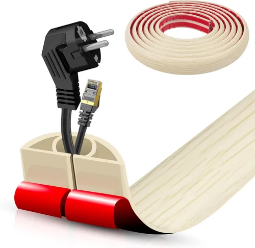 Miniatura 72 de Cubierta autoadhesiva para cables de suelo, gestión de cables de 3.3 pies, protector de tira de extensión para cables, evita tropiezos de cables