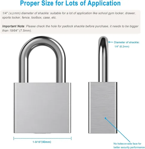 Miniatura 5 de AST Candado de acero inoxidable mejorado con cilindro de alta seguridad y 3 llaves de latón, candado de 1-9/16 pulgadas de ancho