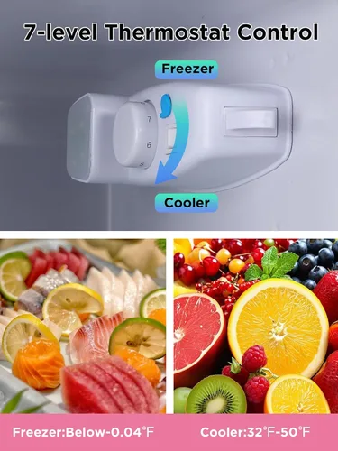 Miniatura 7 de F.W.WOOLWORTHS - Refrigerador compacto de 3.5 pies cúbicos con congelador, refrigerador mini de 2 puertas, termostato ajustable, para dormitorio