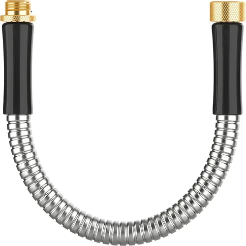 Manguera de jardín de metal corta de 1 pie, adaptador de extensión de manguera pequeña de acero inoxidable para carrete de manguera, tubo de agua
