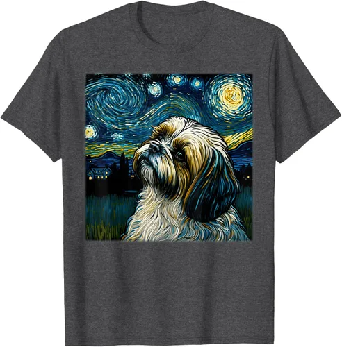 Miniatura 27 de Camiseta Surrealism Starry Night Shih Tzu Dog