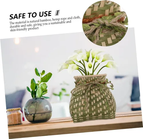 Miniatura 9 de Cabilock Cesta de flores tejida a mano pequeña cesta de pescado almacenamiento de bambú para decoración de cocina estilo aleatorio
