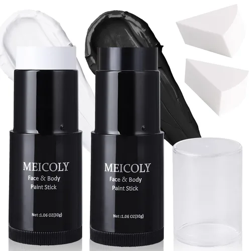 Miniatura 30 de MEICOLY Barra de Pintura Facial y Corporal Naranja (29.99 g), Crema para Cara de Halloween, Efectos Especiales SFX de Calabaza y Tigre, Negro