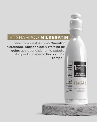 Miniatura 7 de Prokpil Milkeratin Step 1 Champú sin sal Cuidado posalisado sin parabenos sin encrespamiento Champu Pos Laciado Libre de parabenos Sin Sal
