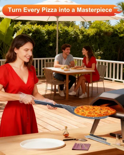 Miniatura 8 de 6 piezas de cáscara de torneado de pizza, cáscara de pizza perforada de 9 y 12 pulgadas, cepillo para pizza, rastrillo de cenizas, tenedor giratorio