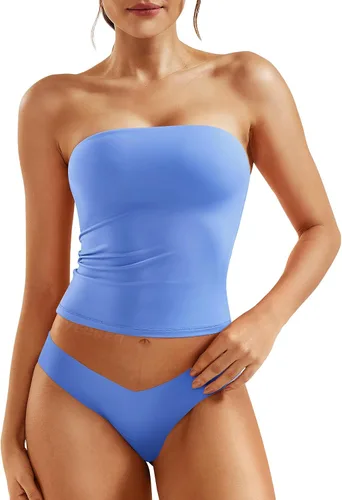 Miniatura 8 de YEOREO Sophie - Camiseta de tubo larga sexy para mujer, con doble forro, básica, Y2K, para verano, sin tirantes, ajustada, para salir