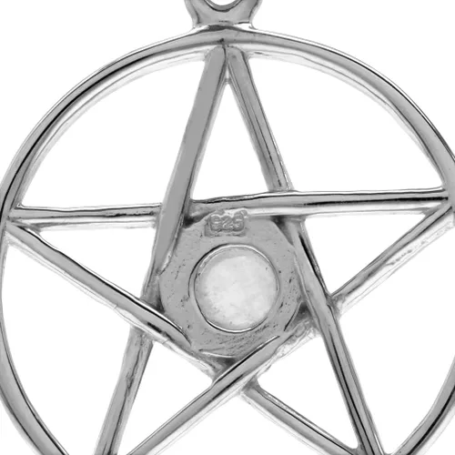 Miniatura 9 de Silvershake Colgante o colgante Wiccan de plata de ley 925 chapada en oro amarillo de 0.197 in con forma redonda de pentagrama de estrella