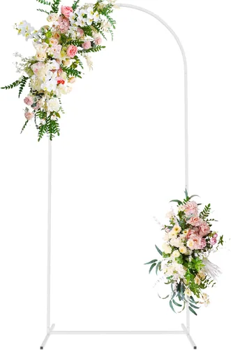Miniatura 15 de Soporte de arco de boda de Wokceer 6.6 pies de fondo de arco blanco de metal Chiara soporte de fondo de arco para boda ceremonia fiesta