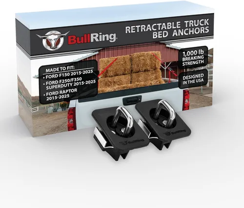 Miniatura 4 de Bull Ring - Amarres retráctiles para caja de camioneta ajustables para Ford F150 2015-25, Super Duty 2017-25, Raptor 2017-25 – Ajuste empotrado