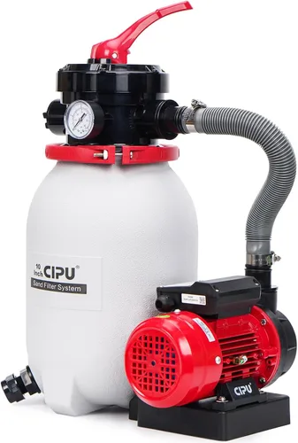 CIPU Sistema de bomba de filtro de arena de 10 pulgadas, práctica válvula de 4 vías para piscinas sobre el suelo con bomba de piscina de 0.25 HP 115