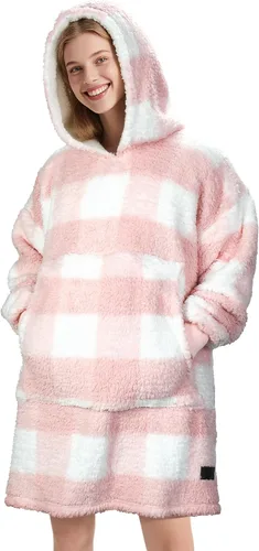 Miniatura 36 de Tirrinia Sudadera Manta de Gran Tamaño con Capucha, Mantas Sherpa Esponjosas Vestibles, Manta Sudadera Reversible y Acogedora, Regalo para Adultos #