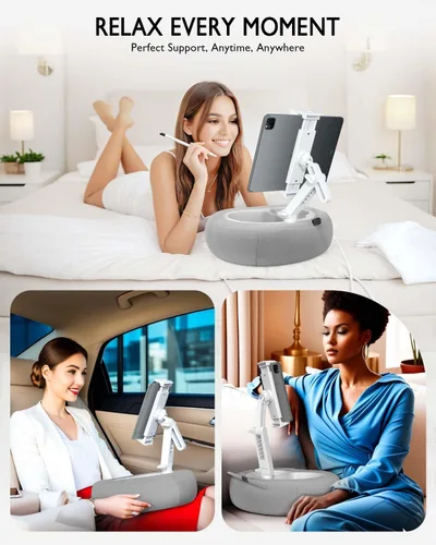 Miniatura 2 de Soporte de almohada para tableta, compatible con Kindle de 4.7 a 12.9 pulgadas, iPad, teléfono/tableta, Google, soporte giratorio de 360° para cama