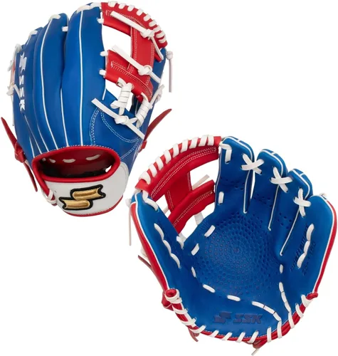 Miniatura 26 de SSK Z5 Craftsman Guante de béisbol para infield – 11.25” - 11.5” - 11.75” - 12” – Lanzamiento con mano derecha y izquierda Rojo/Verde Kelly/Blanco