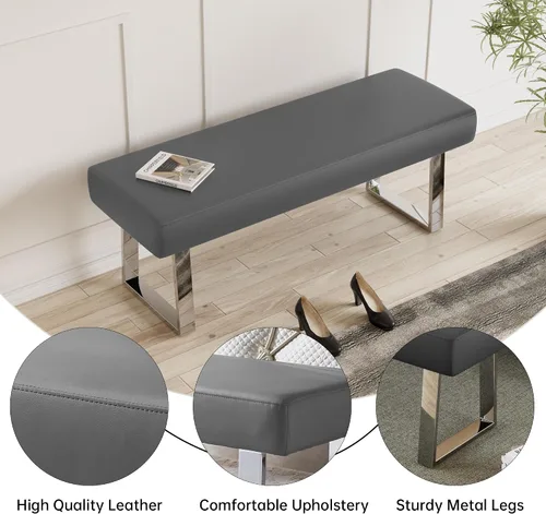 Miniatura 3 de JIEXI Banco de dormitorio, banco tapizado en el extremo de la cama, taburete pequeño de esquina interior con patas de metal, para cocina, entrada