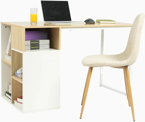 Miniatura 7 de Homy Casa Mid-Century - Juego de sillas de comedor tapizadas, sillas de cocina con patas de metal, sillas laterales con tapicería de Beige