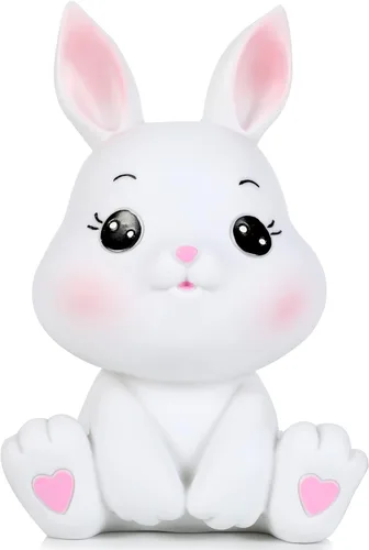 Miniatura 8 de H&W Little Bunny - Alcancía con diseño de conejo, el mejor regalo de cumpleaños, color rosa