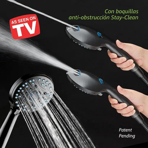 Miniatura 2 de Hotel Spa AquaCare Cabezal de regadera de mano de alta presión de 8 modos – Boquillas antiobstrucción, lavado a máquina integrado para limpiar