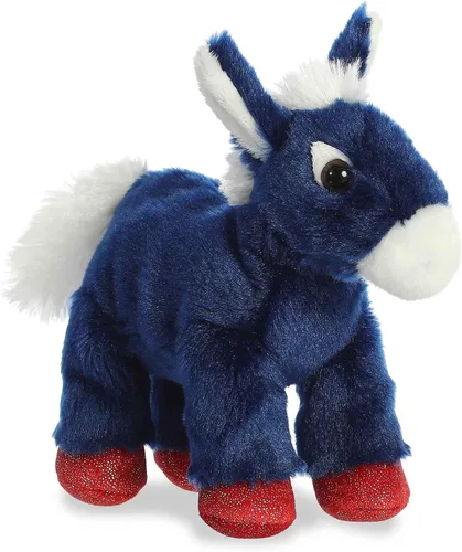 Aurora® Adorable Mini Flopsie™ Animal de peluche de burro valiente, facilidad juguetona, compañeros atemporales, color azul, 8 pulgadas