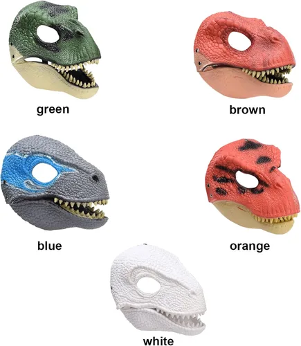 Miniatura 3 de Máscara de dinosaurio de látex, tiranosaurio Rex máscara con mandíbula móvil abierta máscara de cabeza de dinosaurio para festival cumpleaños