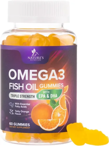 Gomitas de aceite de pescado Omega 3 – 3 veces más fuerza para la salud del corazón, suplemento de goma de aceite de pescado Omega 3 de alta