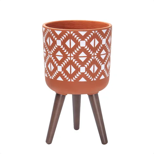 Miniatura 18 de D'vine Dev Maceta de 12 pulgadas con soporte, maceta alta de mediados de siglo con patas para plantas de interior, bronce/negro, 88-G-C-6