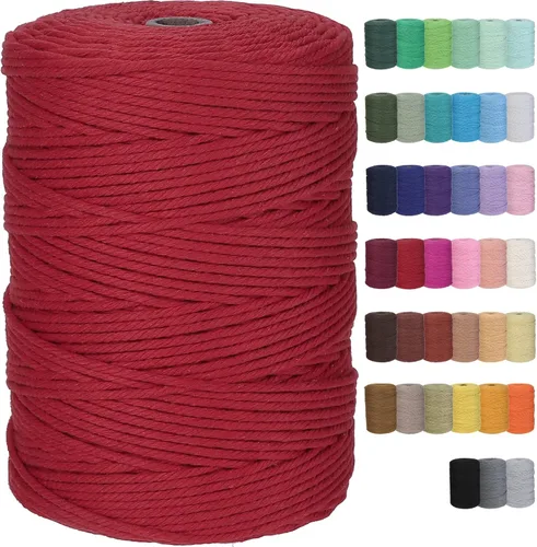 Miniatura 33 de Cuerda de macramé de algodón de 3 mm x 109 yardas, suministros de macramé de color natural, cuerda de algodón suave para colgar plantas, colgante