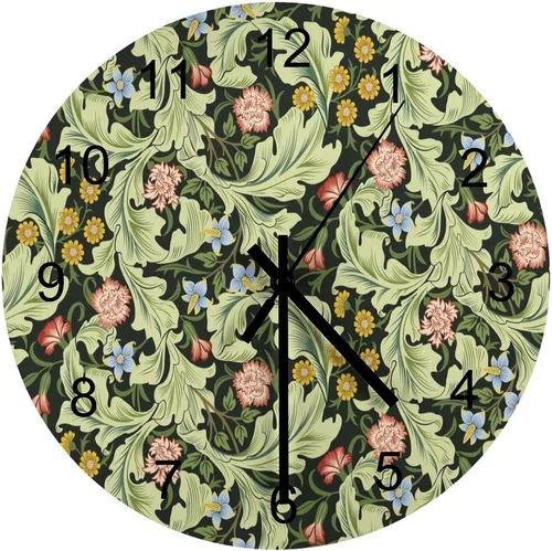 Miniatura 27 de Reloj de Pared de Flores Silencioso Sin Tictac Operado por Batería, Caricatura de los 70s Linda Flor Abstracta Pastel Margarita Reloj Floral