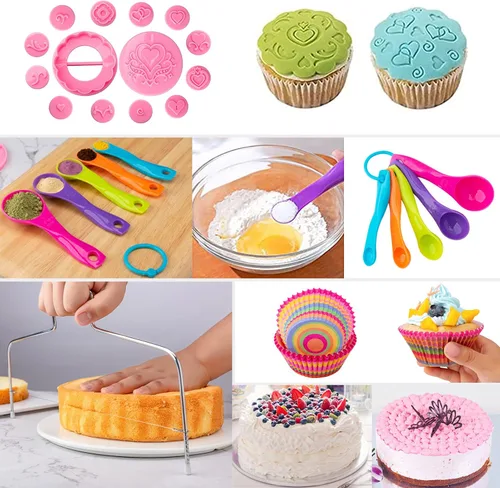 Miniatura 5 de Kit de Herramientas de Suministros para Decoración de Pasteles 356 piezas, Accesorios de Repostería Nifogo con Plato Giratorio para Pasteles, Manga