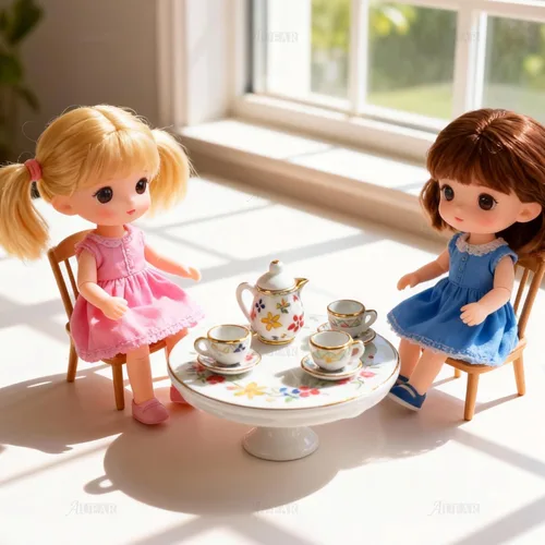 Miniatura 5 de AUEAR, Juego de 15 piezas de té de porcelana en miniatura 1:12 Miniatur Plato Taza Plato Accesorios Clásicos de Cocina (Patrón de Hoja Dorada)