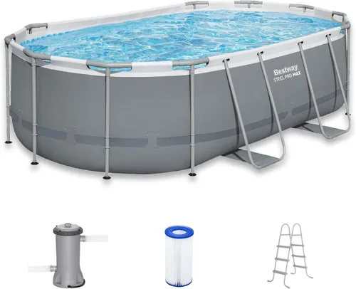 Miniatura 13 de Bestway Steel Pro MAX - Juego de piscina sobre el suelo (10 pies x 6 pies 7 pulgadas x 33 pulgadas), incluye bomba de filtro de 330 galones por