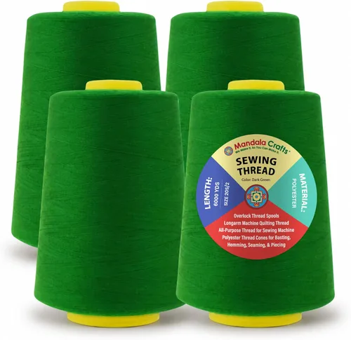 Miniatura 54 de Mandala Crafts 4 Pack of Serger Threads Cones Spools - 20S/2 24000 Yards Polyester Baby Blue Threads for Sergers Machine and Overlock Quilting