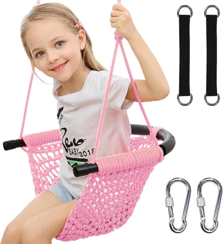 Hi-Na columpio de árbol para niños, asiento de columpio de cuerda ajustable para niños pequeños con ganchos y correas, capacidad de 199.58 kg (440