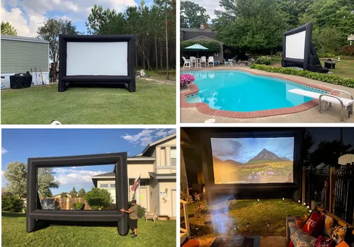 Miniatura 7 de XHYCPY Pantalla de Proyector Inflable de 20 Pies para Exteriores, Pantalla de Película Inflable con Soplador de Aire y Bolsa de Almacenamiento