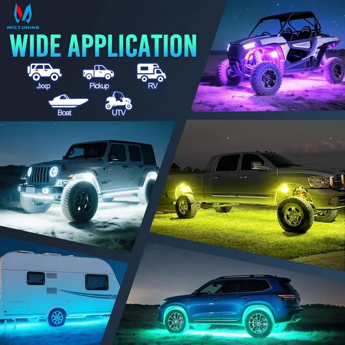 Miniatura 6 de MICTUNING C1 4 Pods RGBW LED Rock Lights – Kit de luces de neón subterráneas multicolor con controlador Bluetooth, modo de música