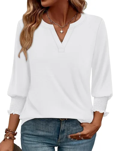 Miniatura 23 de WIHOLL 3/4 Length Sleeve Womens Tops Summer Shirts Spring Vacation Outfits Dressy Casual Trendy Fall S-3XL