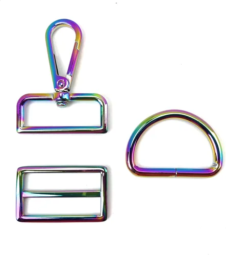 Miniatura 11 de 15 piezas de herrajes para bolso, ganchos giratorios de servicio pesado con anillos en D para bolso y hebillas deslizantes de tres guías