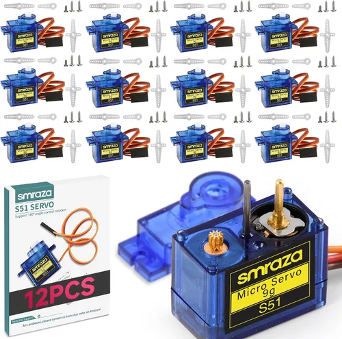 Miniatura 8 de Smraza 4 piezas SG90 9G Micro Servo Kit (engranaje metálico) para proyectos Arduino, robot RC, brazo de robot, helicóptero, control de avión, coche