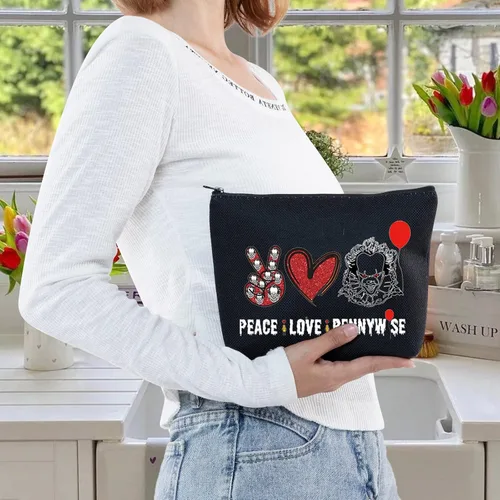 Miniatura 6 de Bolsa de maquillaje cosmética de payasos para fanáticos de la película, regalo de paz, amor, película, maquillaje, cremallera, bolsa de regalo