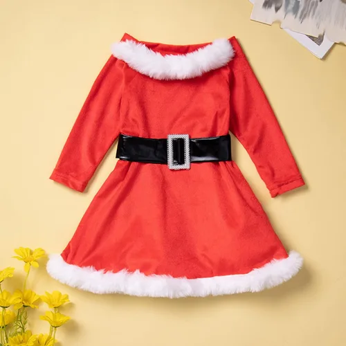 Miniatura 5 de Traje de fiesta de Navidad para bebés y niñas conjunto de 2 unidades sin espalda línea A vestido de niña