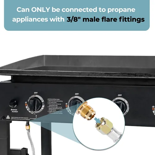 Miniatura 3 de SHINESTAR Regulador de propano trenzado de acero inoxidable de 6 pies con manguera, regulador universal de parrilla de gas y pieza de repuesto