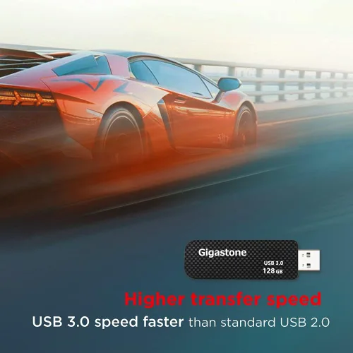 Miniatura 5 de GIGASTONE Unidad flash Z30 de 128 GB (paquete de 5) USB 3.2 Gen 1, 100 MB/s ultrarrápida, bucle de llavero, estilo de fibra de carbono, diseño