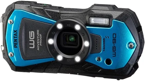 PENTAX WG-90 Cámara impermeable azul, a prueba de golpes, a prueba de polvo, a prueba de congelación, anillo de luz integrada de 6 LED para