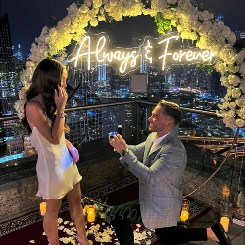Miniatura 3 de Letrero de neón con texto en inglés "Always and Forever" (Always and Forever) - Letrero de neón grande de 26 pulgadas para decoración de pared